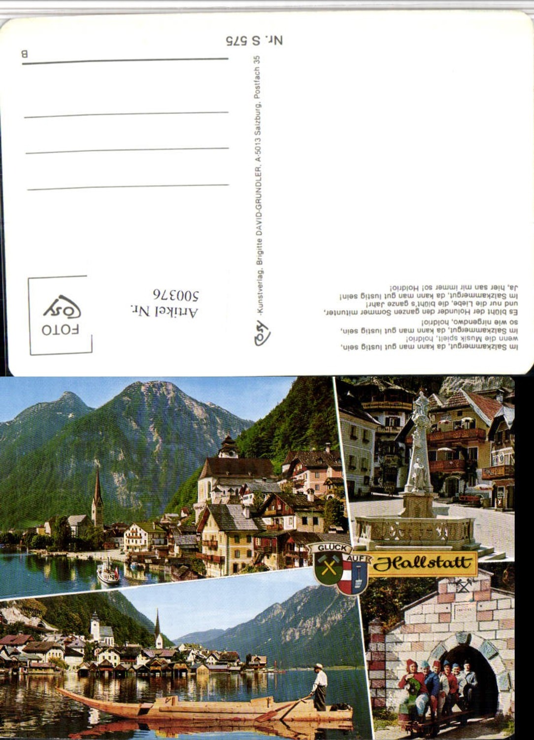 500376,Hallstatt am See Totale Stollenfahrt Zille Mehrbildkarte pub Cosy
