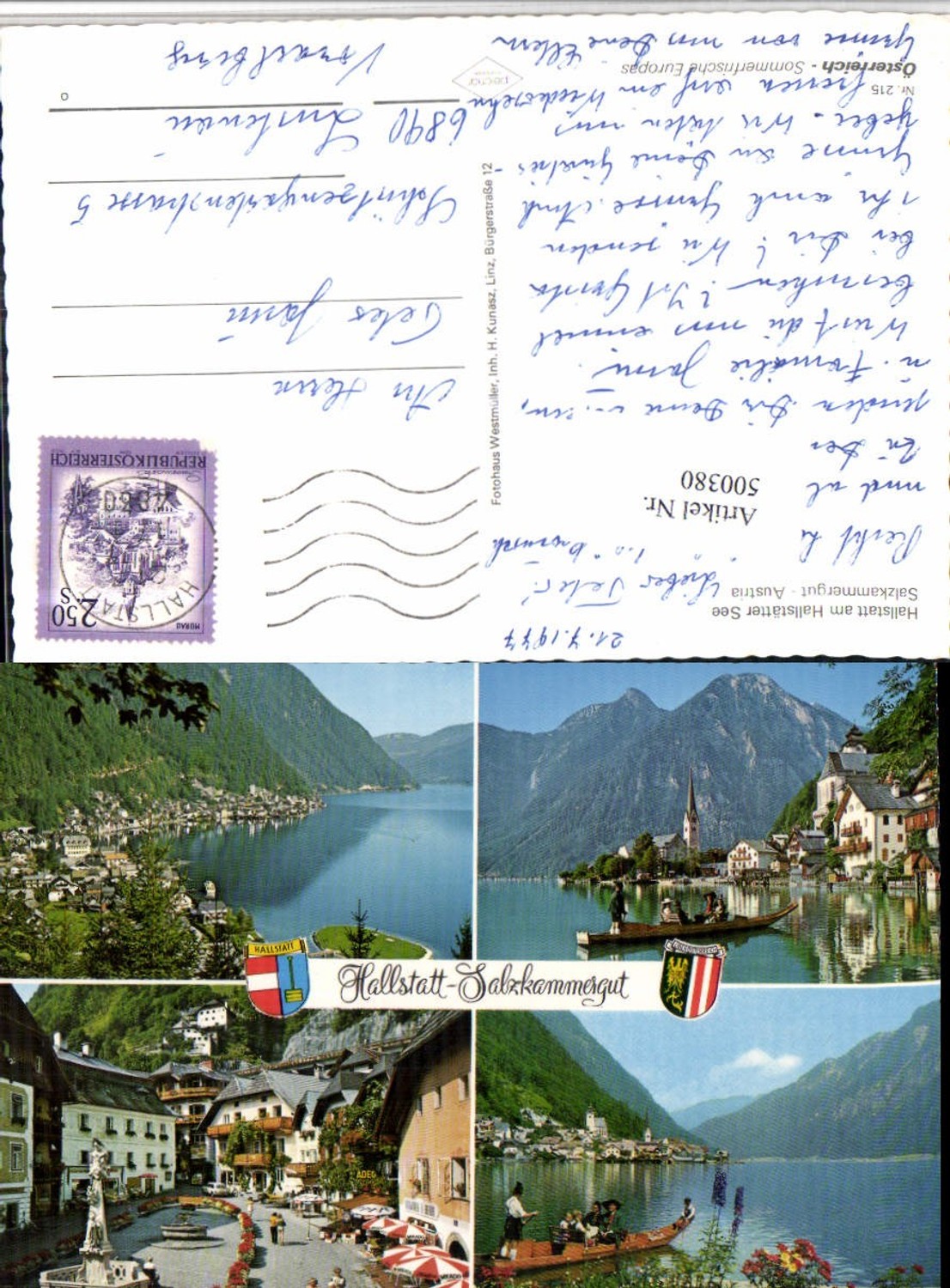 500380,Hallstatt am See Totale Zille Marktplatz Mehrbildkarte