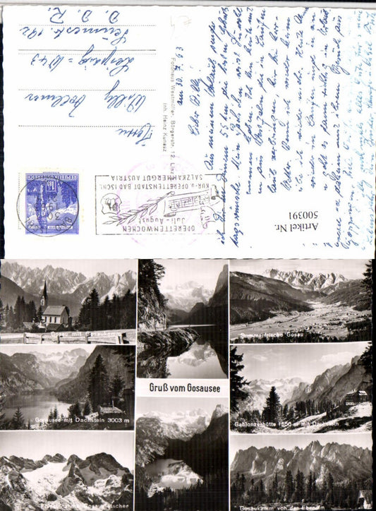 500391,Gosausee See b. Gosau Kirche Bergkulisse Mehrbildkarte