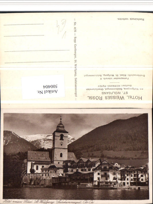 500404,St. Wolfgang Teilansicht Hotel Weißes Rössl Kirche pub Gastberger 4176