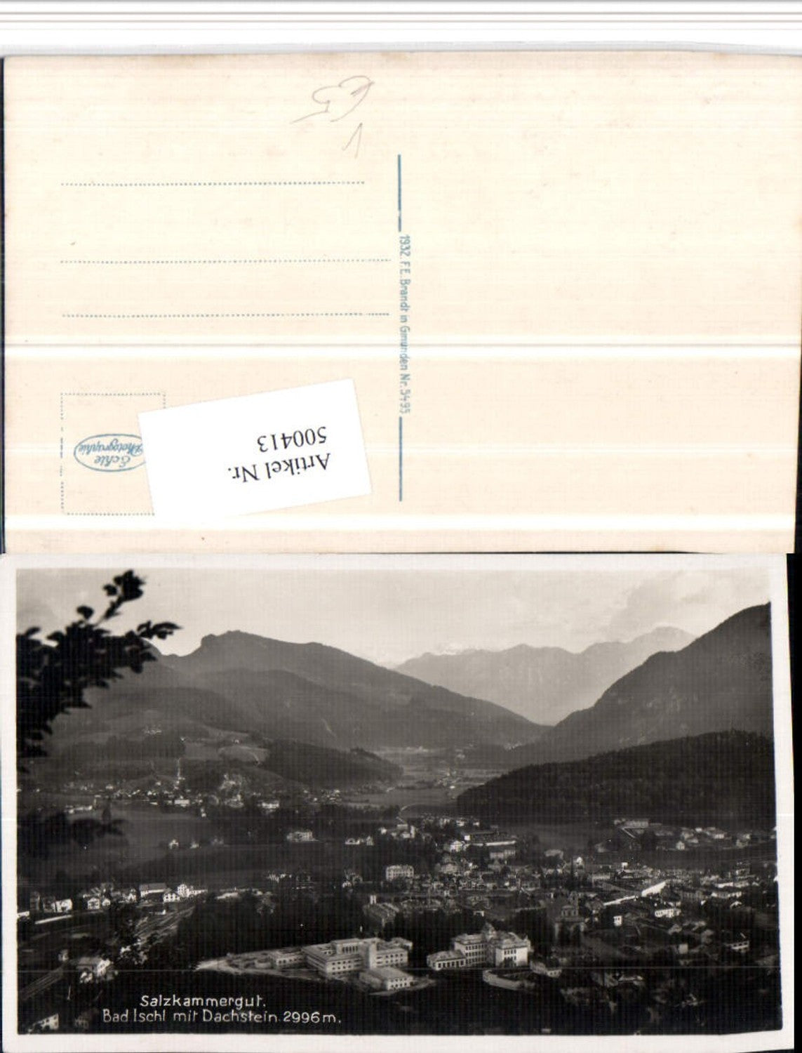 500413,Bad Ischl Totale m. Dachstein Bergkulisse pub F.E. Brandt 5495