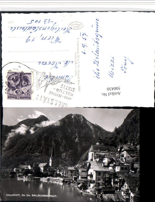 500430,Hallstatt Teilansicht Kirchen Bergkulisse
