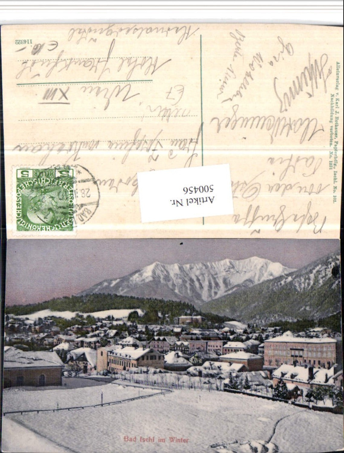 500456,Bad Ischl Teilansicht Bergkulisse Winterbild