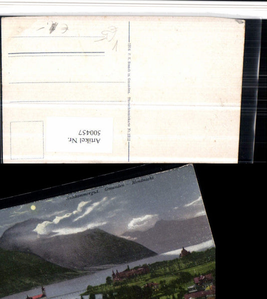 500457,Gmunden Schloss Ort Orth Bergkulisse Mondschein pub Brandt 1312