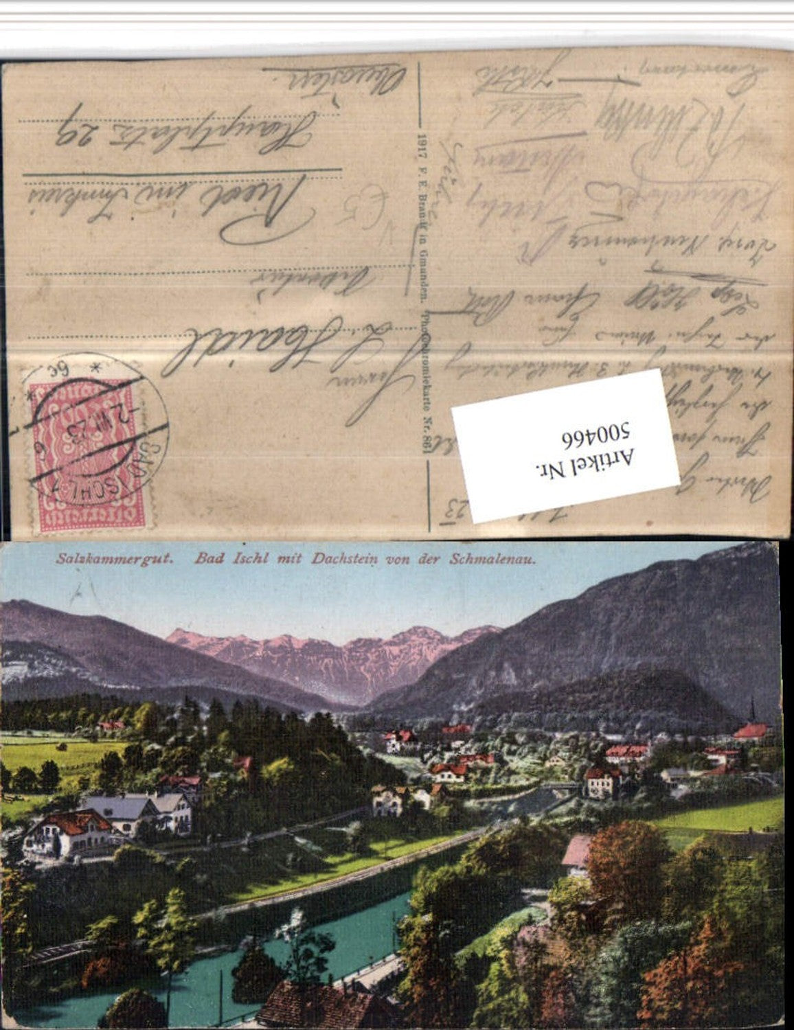 500466,Bad Ischl Teilansicht m. Dachstein Bergkulisse pub F.E. Brandt 864