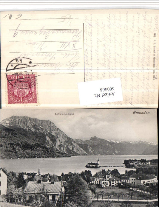 500468,Gmunden Teilansicht m. Schloss Ort Orth pub F.E. Brandt 1984
