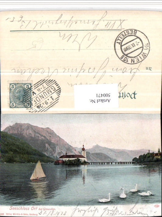 500471,Gmunden Seeschloss Ort Orth Bergkulisse