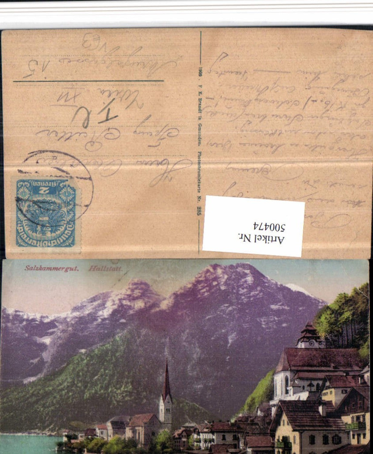 500474,Hallstatt am See Teilansicht Kirchen Bergkulisse pub Brandt 285
