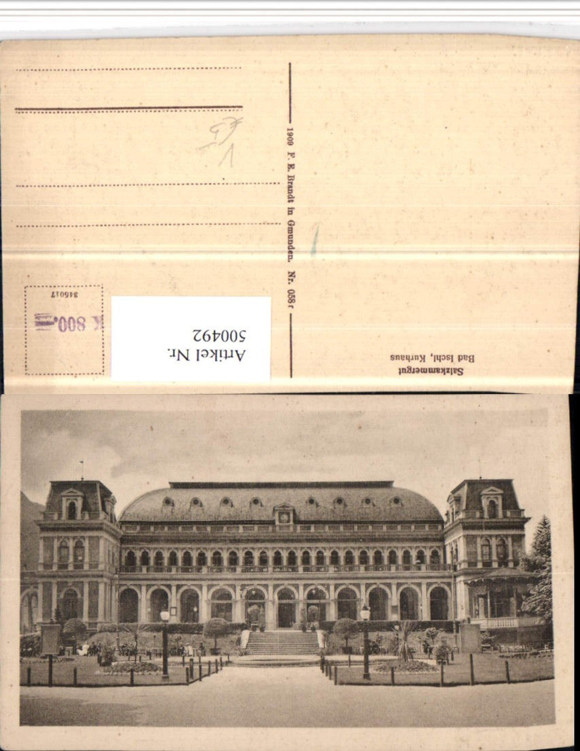 500492,Bad Ischl Kurhaus pub F.E. Brandt 058r
