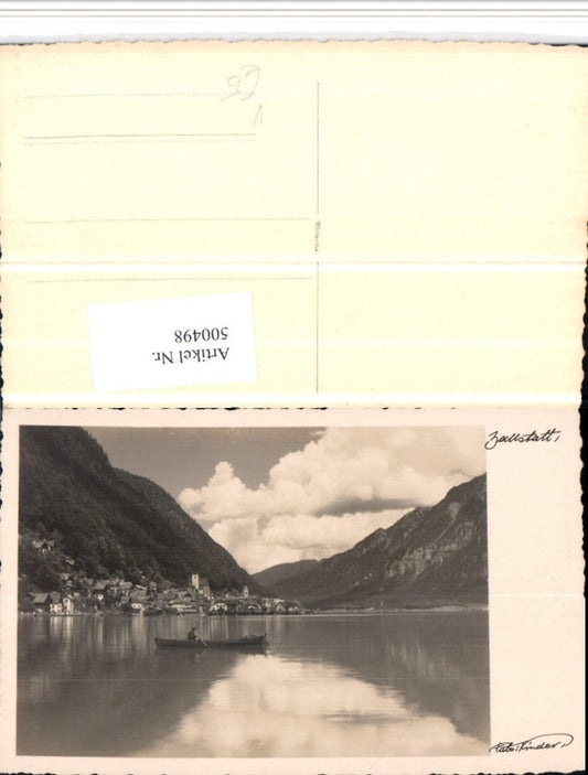500498,Hallstatt am See Teilansicht Ruderboot pub Foto Kinder