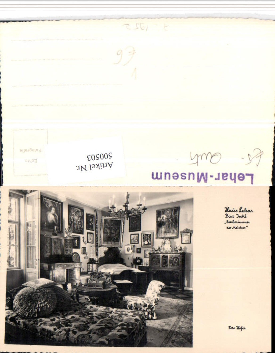 500503,Bad Ischl Haus Lehar Sterbezimmer des Meisters pub Foto Hofer