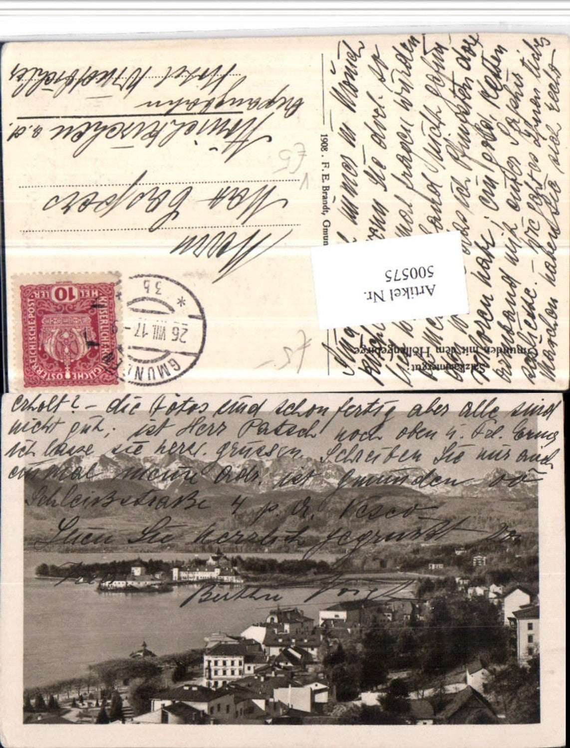 500575,Gmunden Teilansicht Bergkulisse pub F.E. Brandt 06