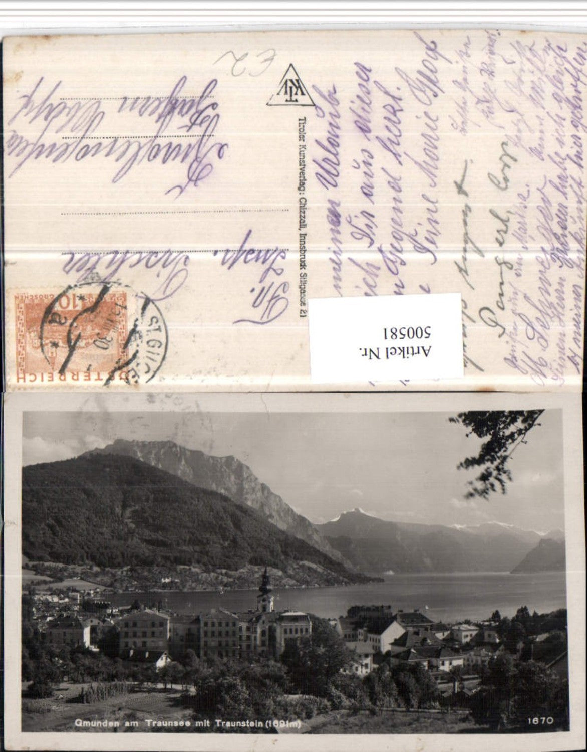 500581,Gmunden am Traunsee Teilansicht m. Traunstein Bergkulisse