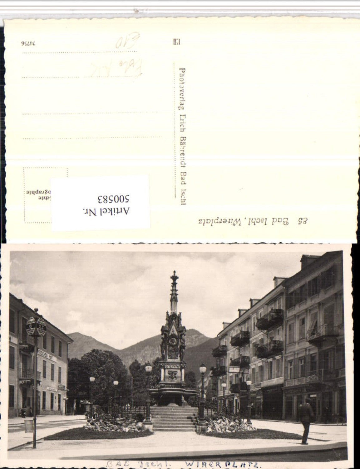 500583,Foto AK Bad Ischl Wirerplatz Platz Brunnen