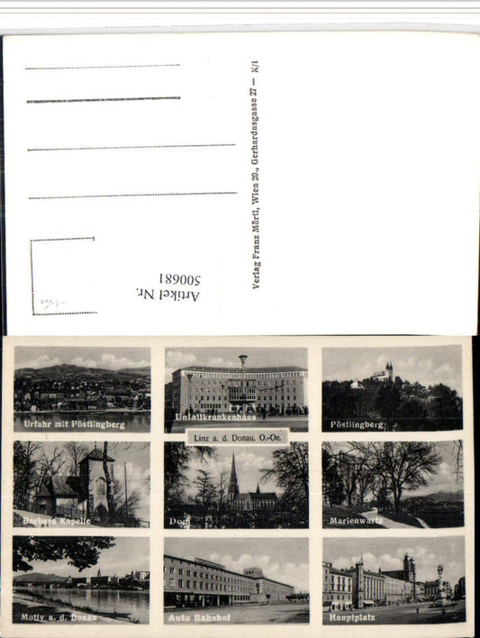 500681,Linz an d. Donau Krankenhaus Pöstlingberg Dom Bahnhof Mehrbildkarte