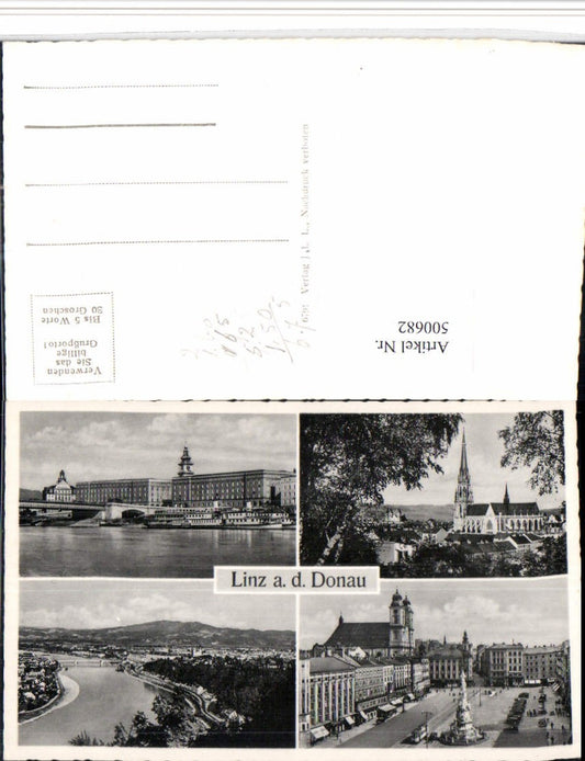500682,Linz an d. Donau Totale Dom Hauptplatz Brücke Mehrbildkarte