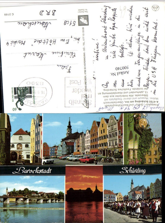 500740,Schärding am Inn Teilansicht Brücke Tracht Mehrbildkarte