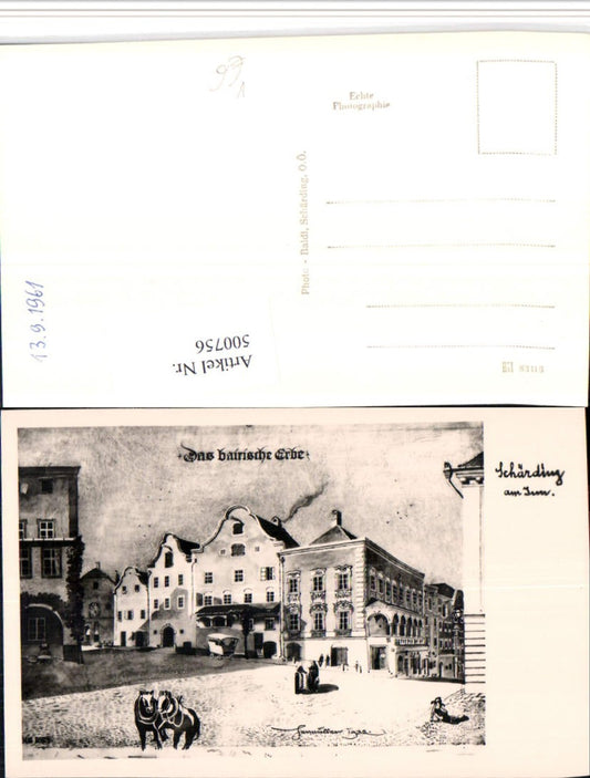 500756,Künstler AK Schärding am Inn Platz pub Foto Baldi