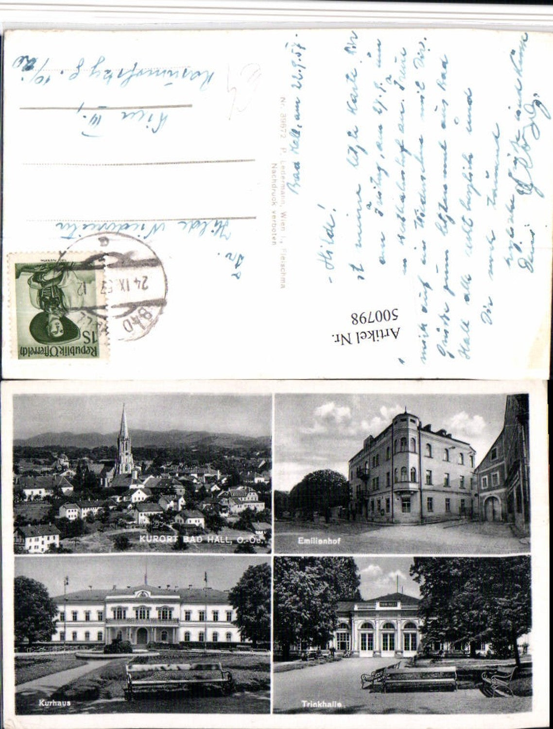 500798,Bad Hall Totale Kurhaus Trinkhalle Emilienhof Mehrbildkarte