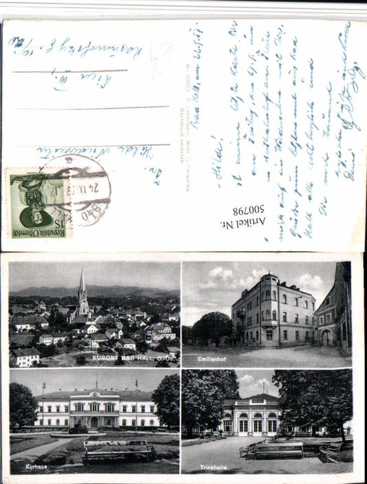 500798,Bad Hall Totale Kurhaus Trinkhalle Emilienhof Mehrbildkarte