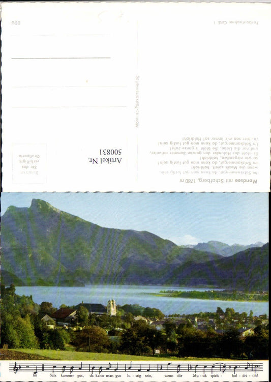 500831,Mondsee Totale m. Schafberg Bergkulisse Liedzeile
