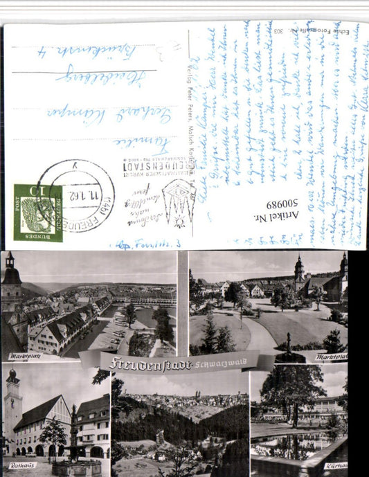 500989, Freudenstadt in the Black Forest, general view of the town hall and spa, multi-view map