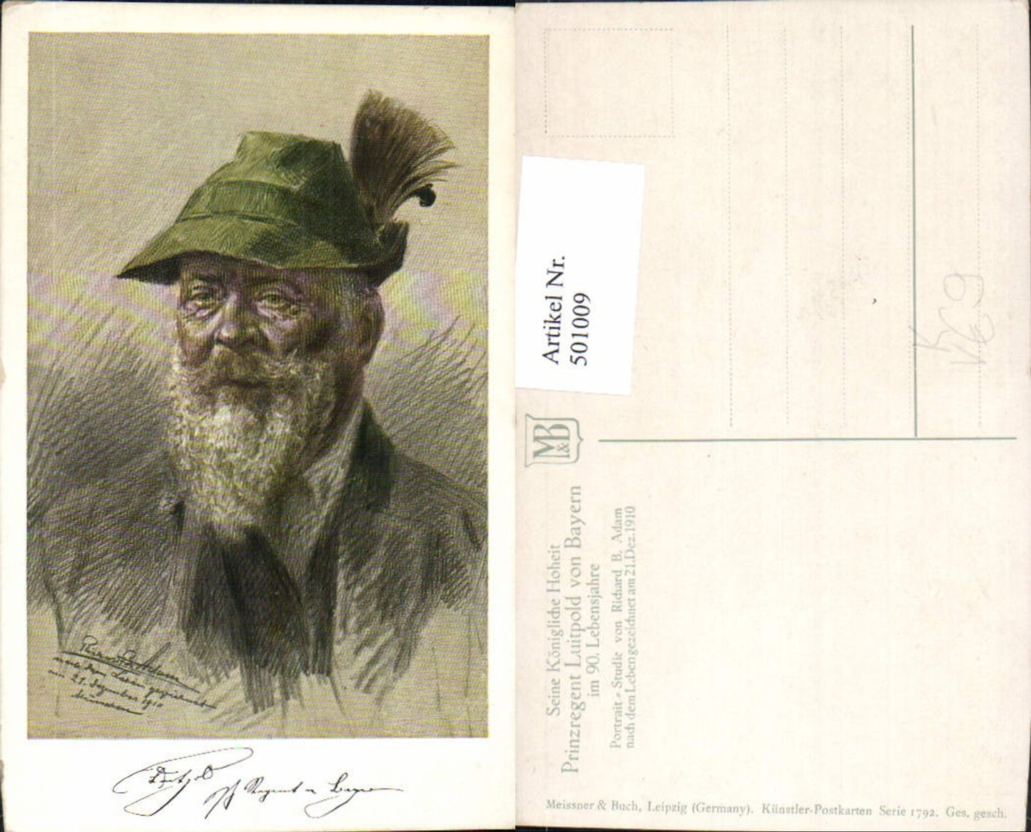 501009,Künstler Ak Richard B. Adam Prinzregent Luitpold v. Bayern Adel Monarchie pub Meissner Buch