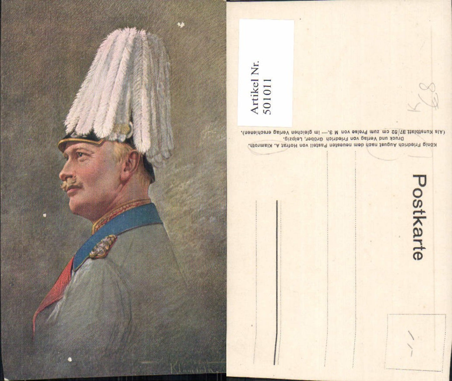 501011,Künstler Ak A. Klamroth König Friedrich August Adel Monarchie