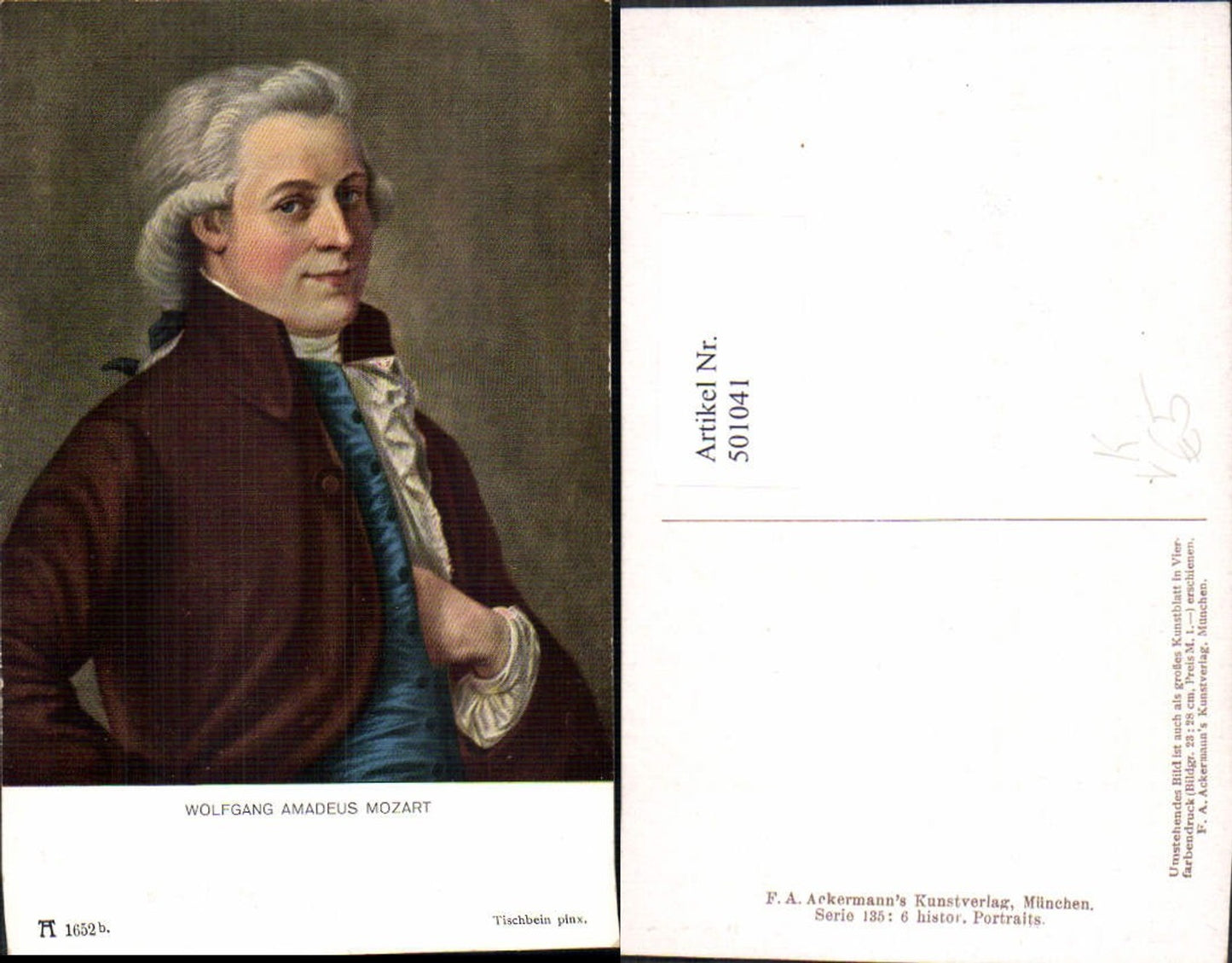 501041,Künstler Ak Tischbein Wolfgang Amadeus Mozart Komponist pub F. A. Ackermann 135/1652b