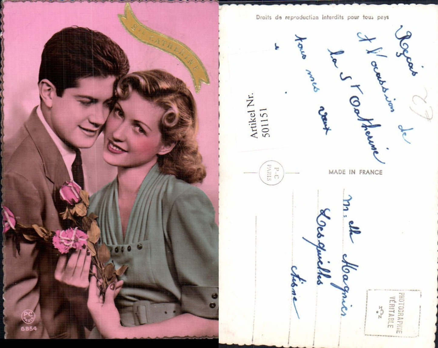 501151,Paar Liebe Verliebter Blick Lockenkopf Nelke Rosen Blumen Ste Catherine