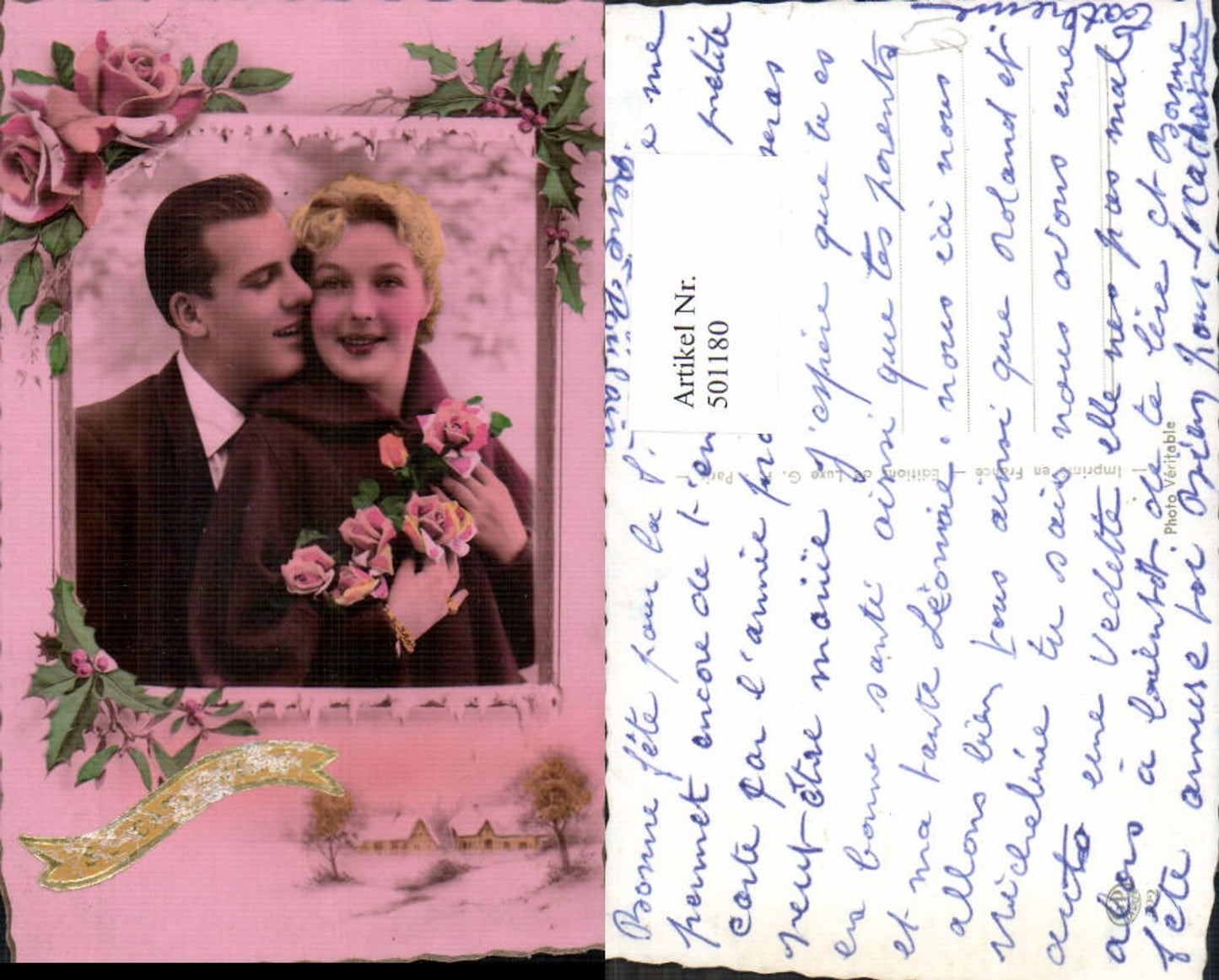 501180,Paar Liebe Verliebter Blick Rosen Winterlandschaft Ste Catherine