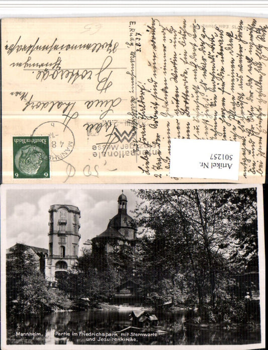 501257, Mannheim Friedrichspark with observatory and Jesuit church