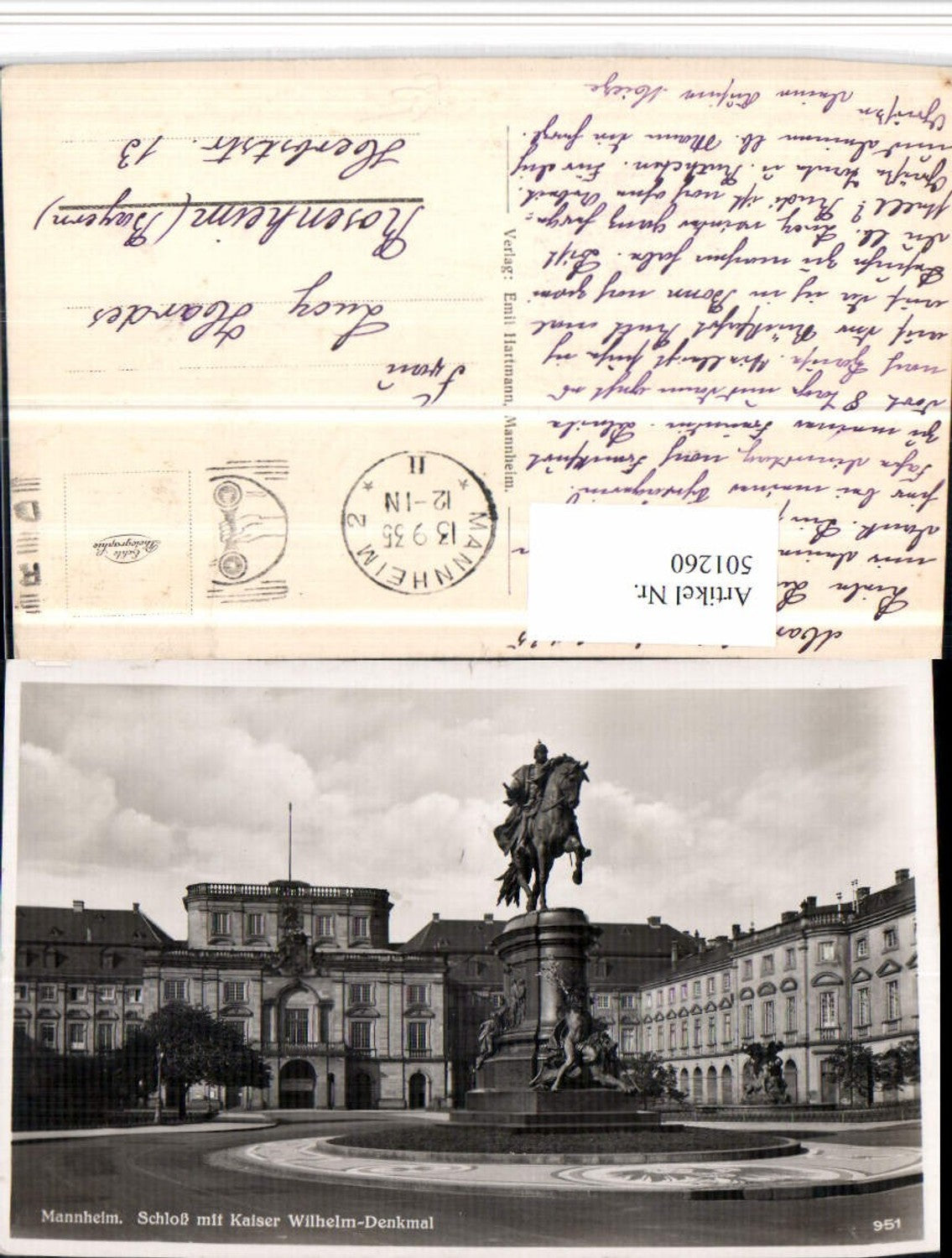 501260, Mannheim Palace with Kaiser Wilhelm Monument