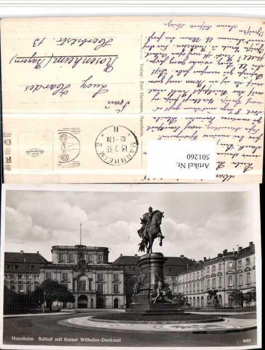501260, Mannheim Palace with Kaiser Wilhelm Monument