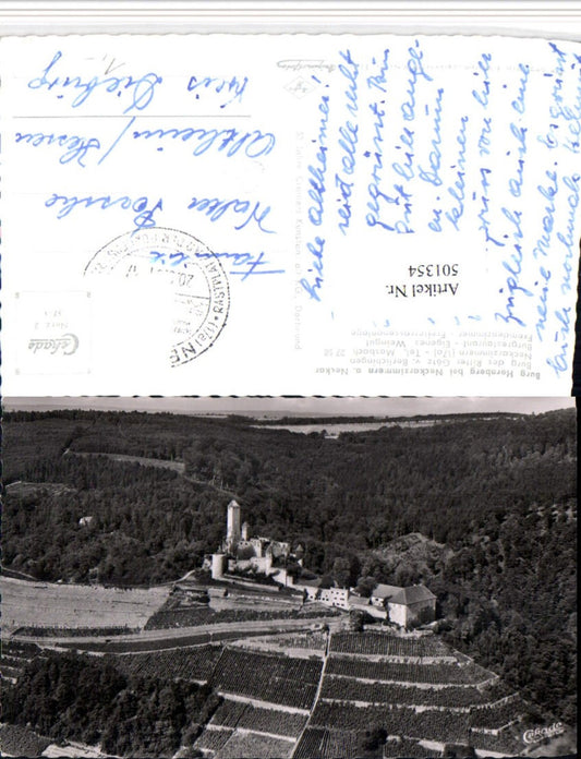 501354, Hornberg Castle near Neckarzimmern on the Neckar River, aerial photograph