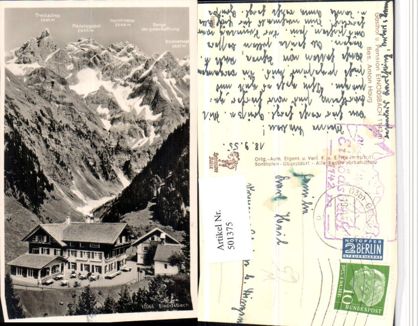 501375,Einödsbach b. Oberstdorf Gasthof u. Pension Bergkulisse