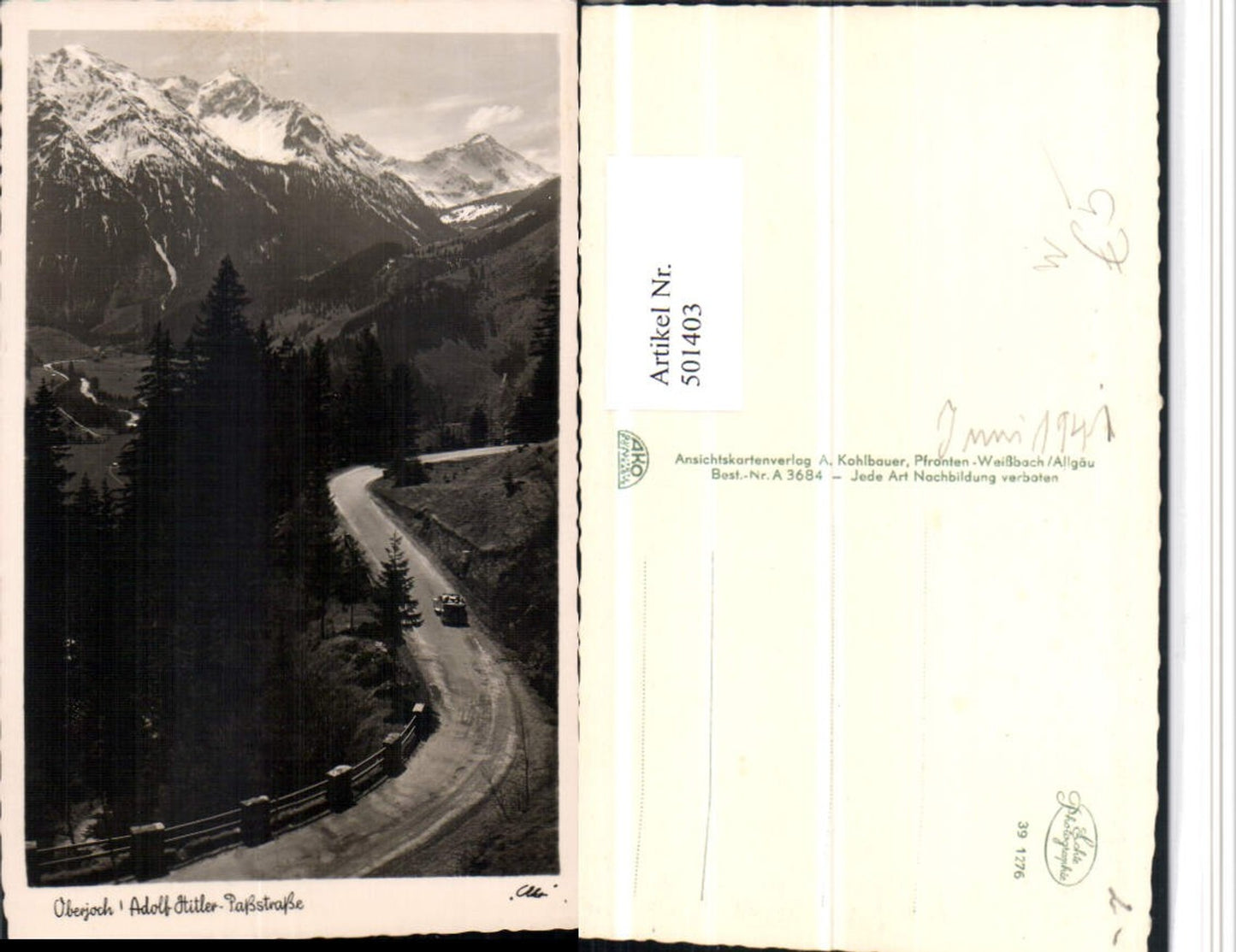 501403,Oberjoch b. Bad Hindelang Adolf-Hitler-Passstraße Bergkulisse