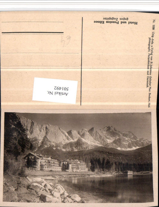 501492,Eibsee See b. Garmisch Hotel Pension geg. Zugspitze Bergkulisse