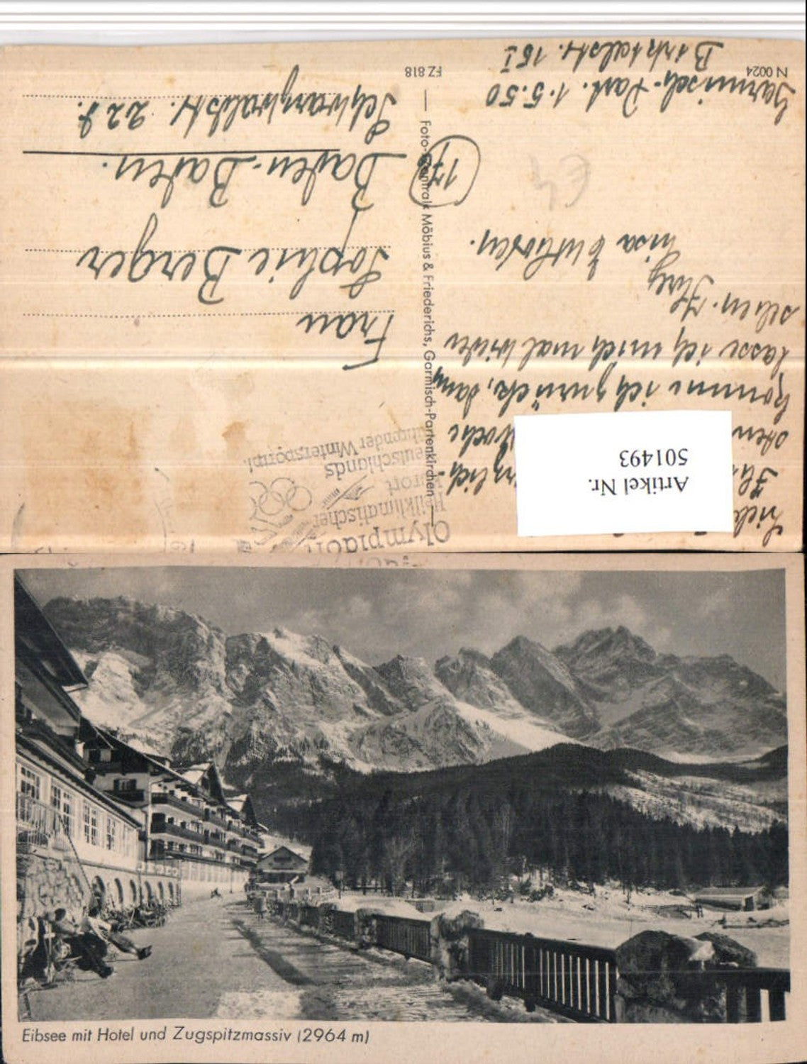 501493,Eibsee See b. Garmisch m. Hotel u. Zugspitze Bergkulisse