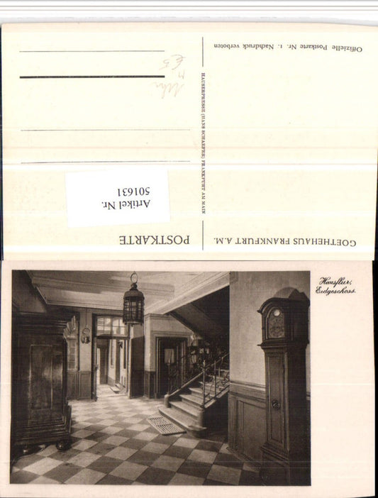 501631,Frankfurt am Main Goethehaus Hausflur Pendeluhr Uhr