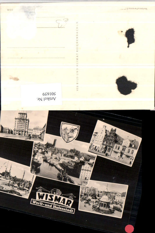 501659,Wismar Totale Hafen Gebäude Mehrbildkarte