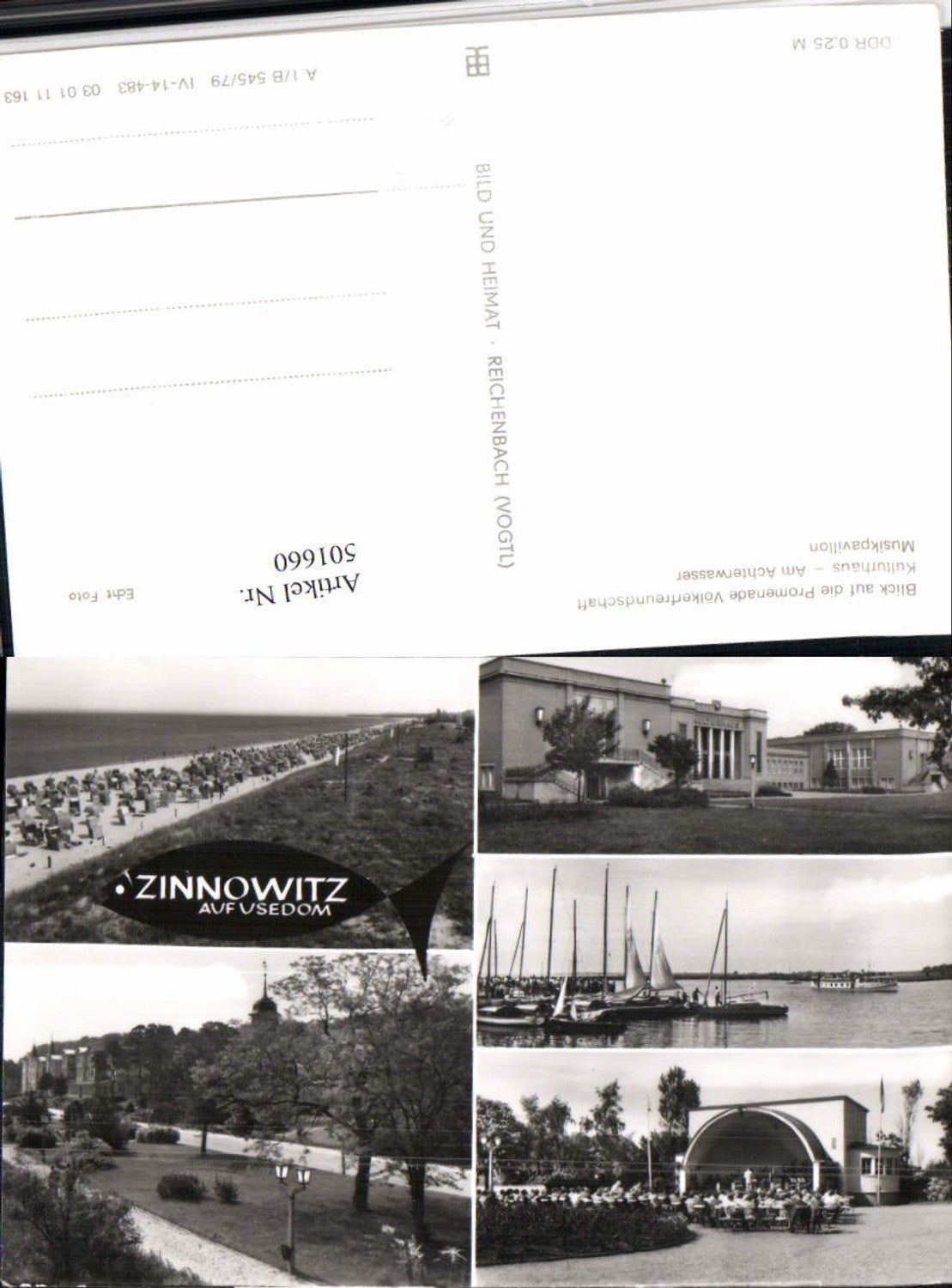 501660,Zinnowitz auf Usedom Strand Musikpavillon Mehrbildkarte