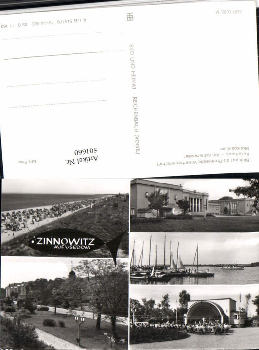 501660,Zinnowitz auf Usedom Strand Musikpavillon Mehrbildkarte