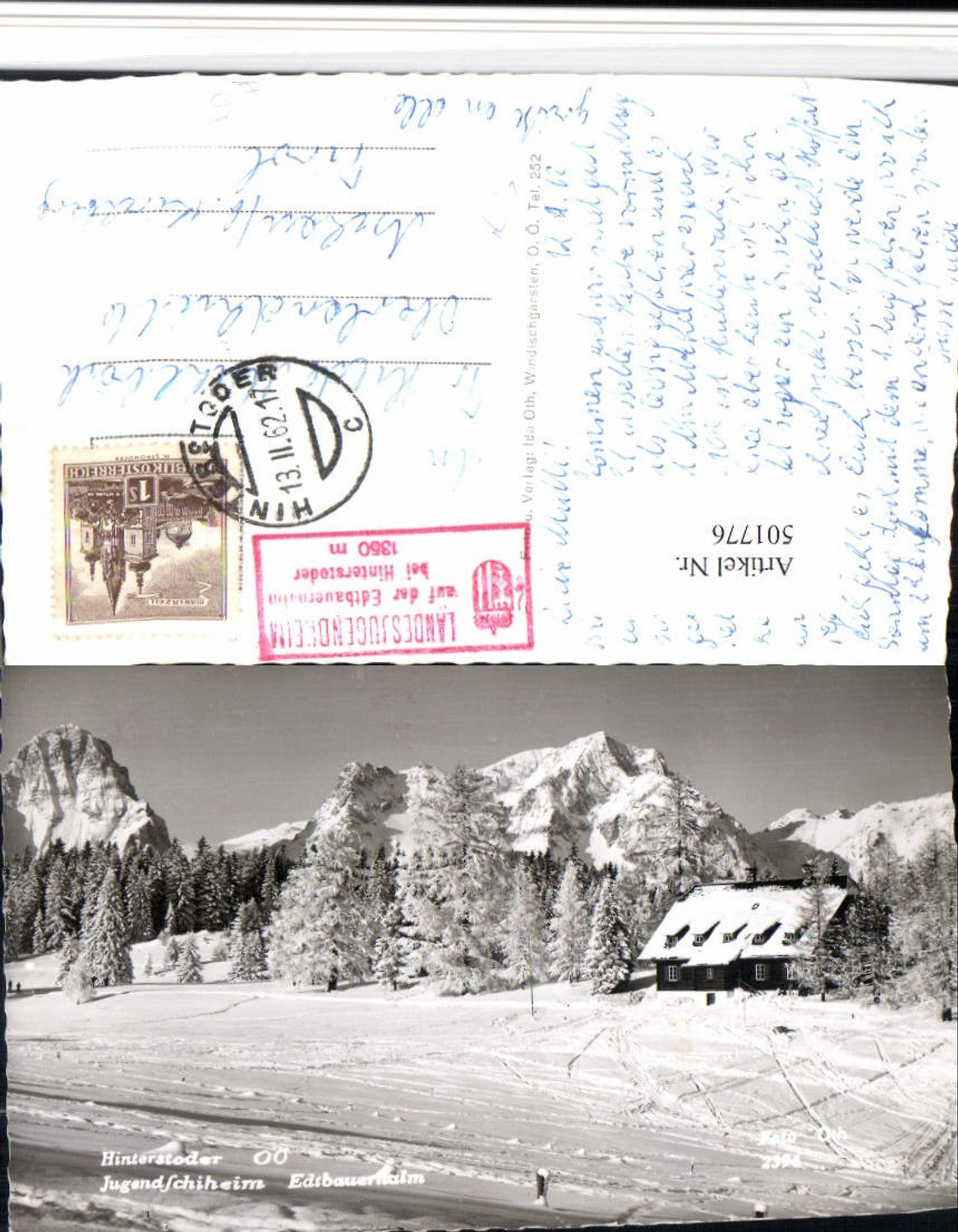 501776,Hinterstoder Jugendskiheim Edtbauernalm Bergkulisse Winterbild