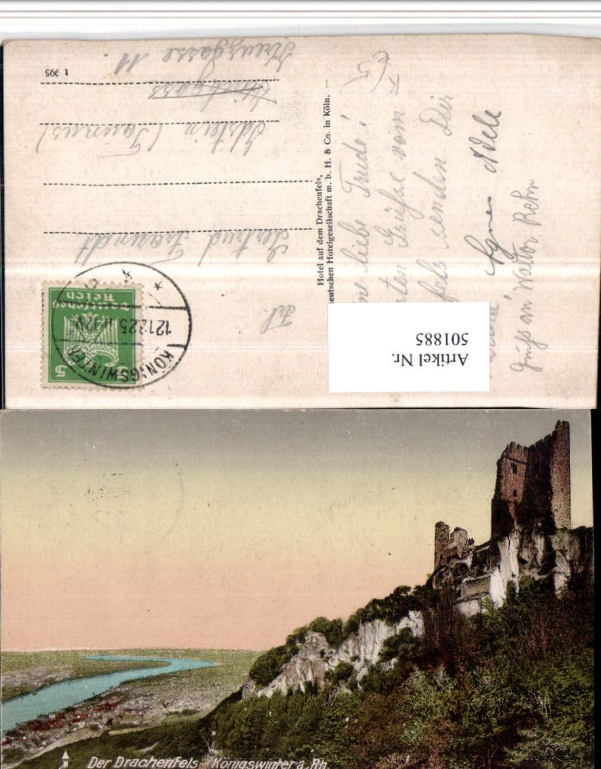 501885,Künstler AK Burg Ruine Drachenfels b. Königswinter am Rhein