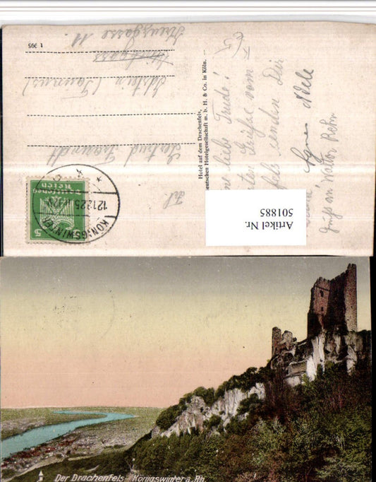 501885,Künstler AK Burg Ruine Drachenfels b. Königswinter am Rhein