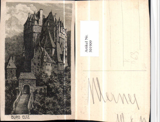 501909,Künstler AK Radierung Burg Eltz b. Münstermaifeld