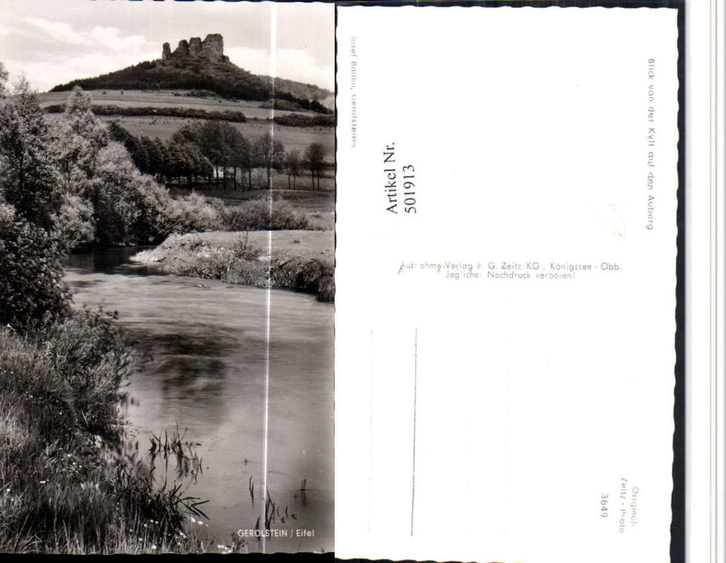 501913,Gerolstein in d. Eifel Blick von d. Kyll auf den Auberg