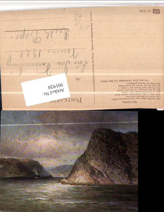 501920,Künstler AK N. Astudin Loreley b. St. Goarshausen Felsen