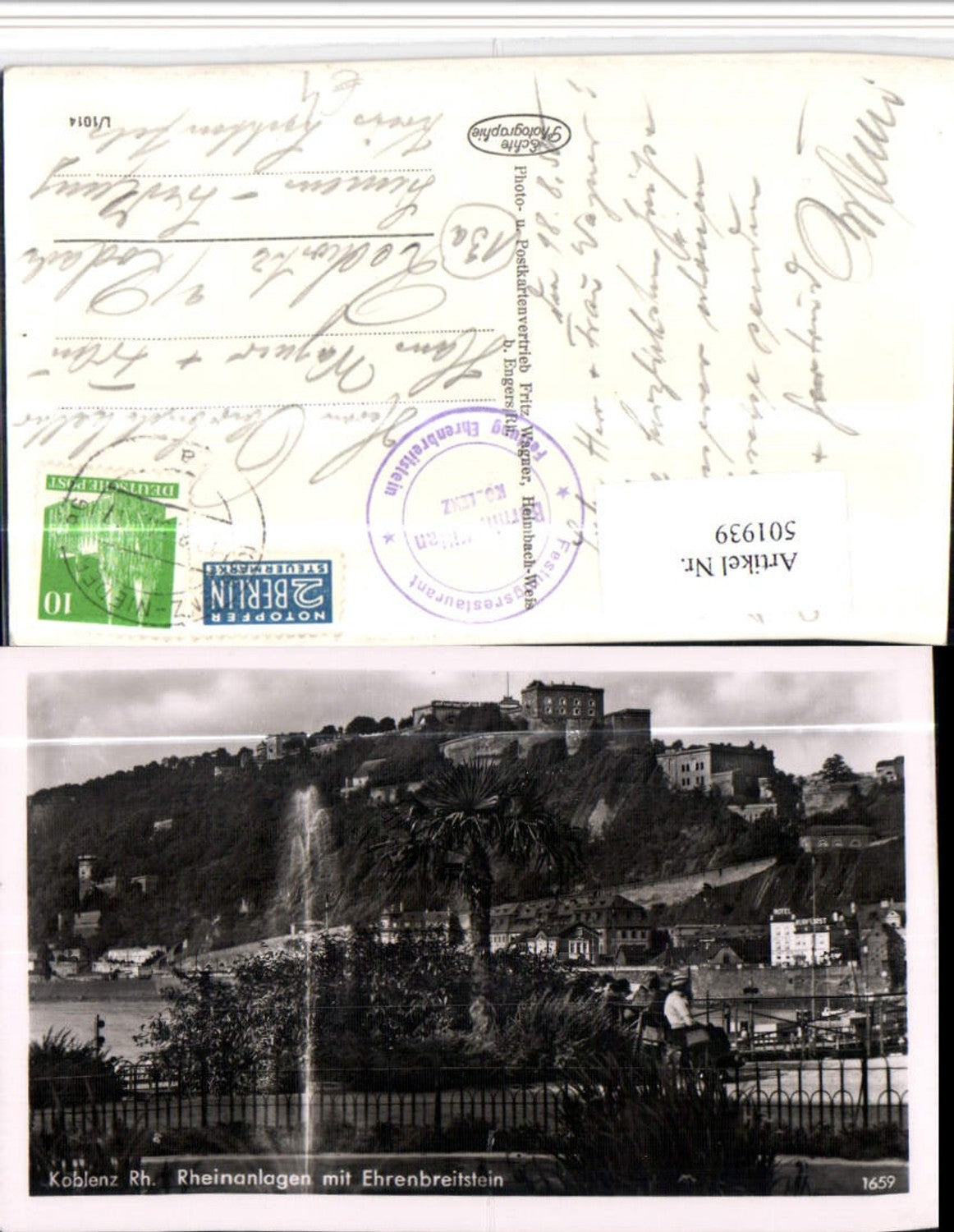501939,Koblenz am Rhein Rheinanlagen m. Festung Ehrenbreitstein